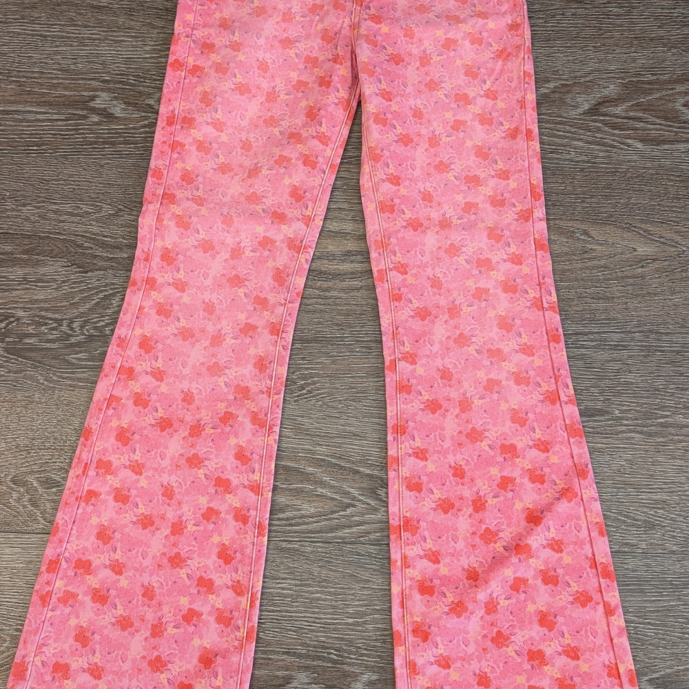 BDG Pink Floral Women's Flare Jeans